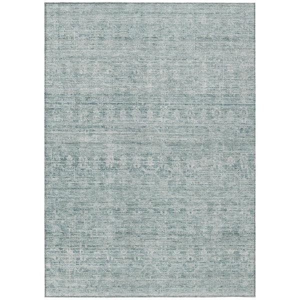 HomeRoots 5' X 8' Turquoise and Ivory Striped Area Rug - Washable, Durable, Stylish for Indoor & Outdoor Use 619668