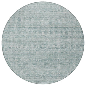 HomeRoots 8' Turquoise & Ivory Striped Area Rug - Stylish, Washable Indoor/Outdoor Rug for Versatile Spaces 619669