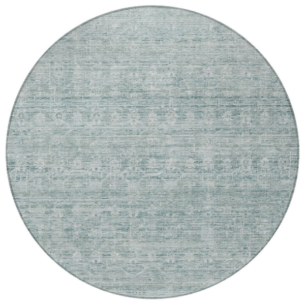 HomeRoots 8' Turquoise & Ivory Striped Area Rug - Stylish, Washable Indoor/Outdoor Rug for Versatile Spaces 619669
