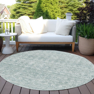 HomeRoots 8' Turquoise & Ivory Striped Area Rug - Stylish, Washable Indoor/Outdoor Rug for Versatile Spaces 619669