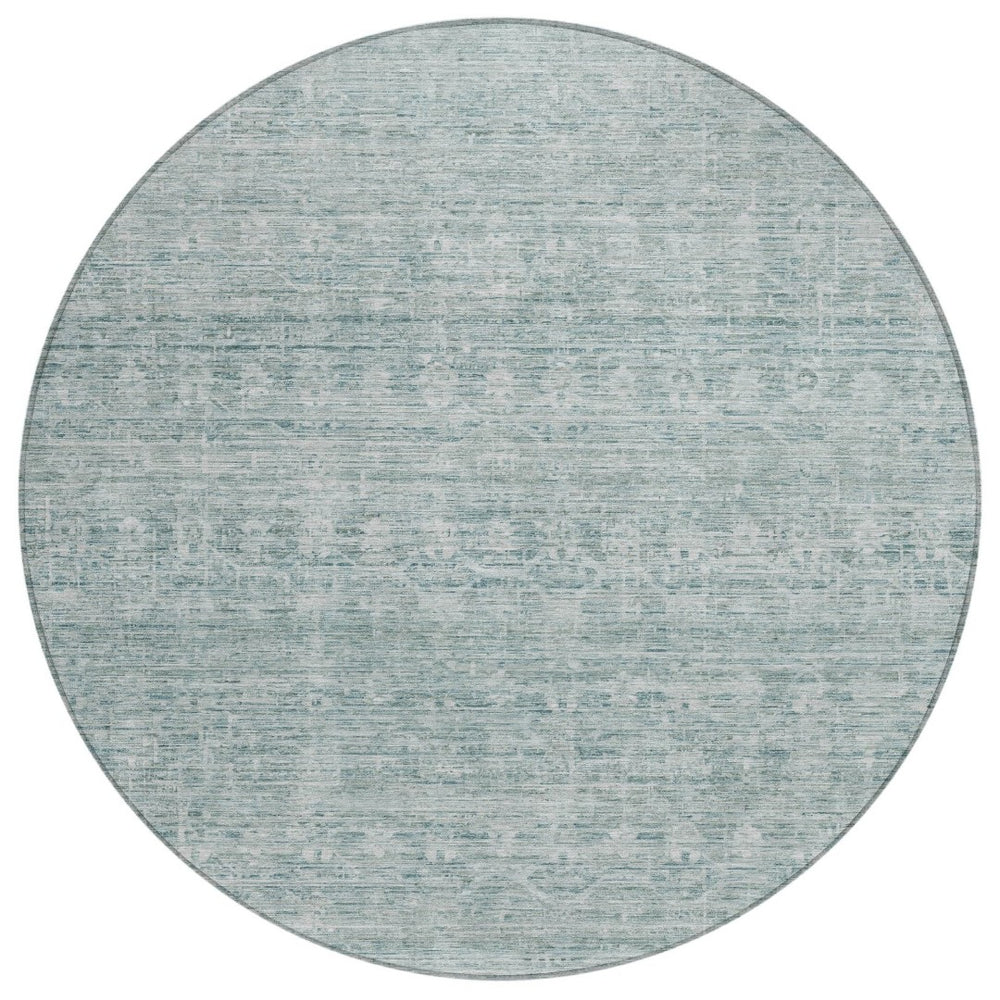 HomeRoots 8' Turquoise & Ivory Striped Area Rug - Stylish, Washable Indoor/Outdoor Rug for Versatile Spaces 619669