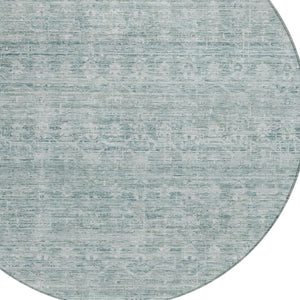 HomeRoots 8' Turquoise & Ivory Striped Area Rug - Stylish, Washable Indoor/Outdoor Rug for Versatile Spaces 619669