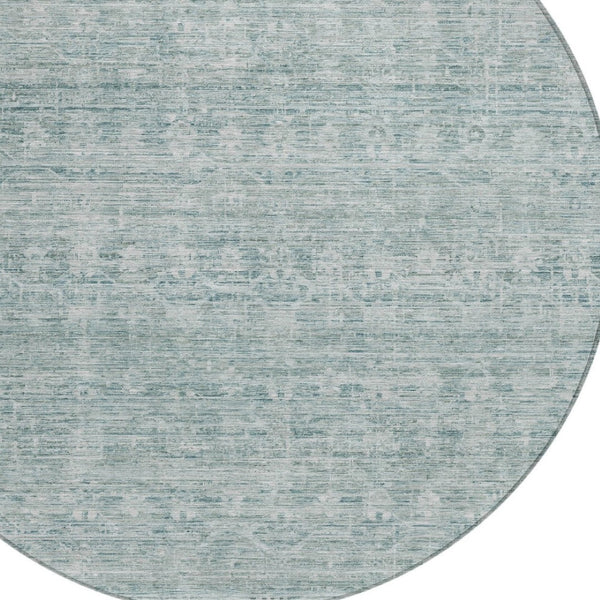 HomeRoots 8' Turquoise & Ivory Striped Area Rug - Stylish, Washable Indoor/Outdoor Rug for Versatile Spaces 619669