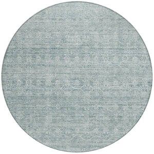 HomeRoots 8' Turquoise & Ivory Striped Area Rug - Stylish, Washable Indoor/Outdoor Rug for Versatile Spaces 619669