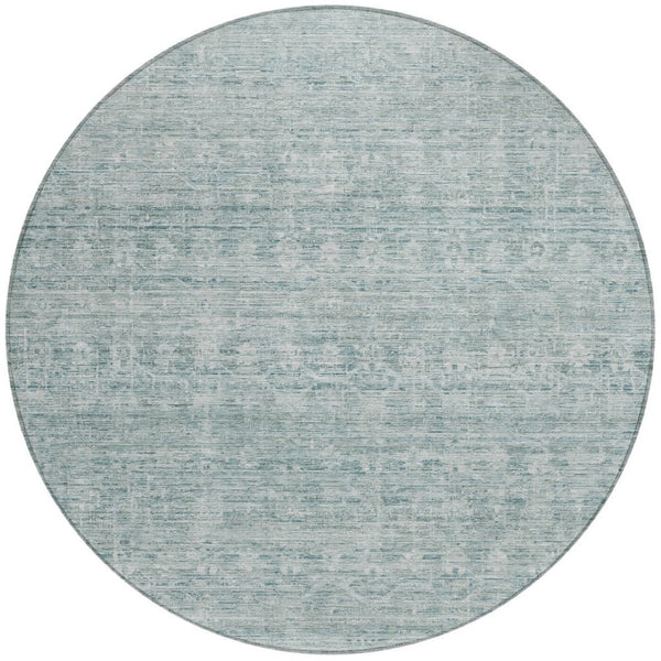 HomeRoots 8' Turquoise & Ivory Striped Area Rug - Stylish, Washable Indoor/Outdoor Rug for Versatile Spaces 619669