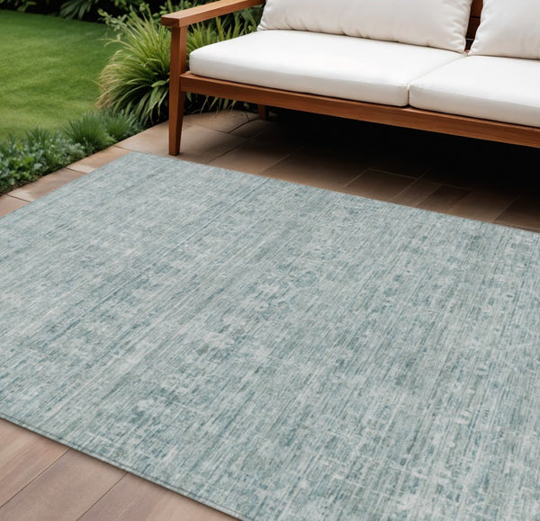 HomeRoots 9' X 12' Turquoise and Ivory Striped Area Rug - Durable, Washable, Stylish for Indoor & Outdoor Use 619671