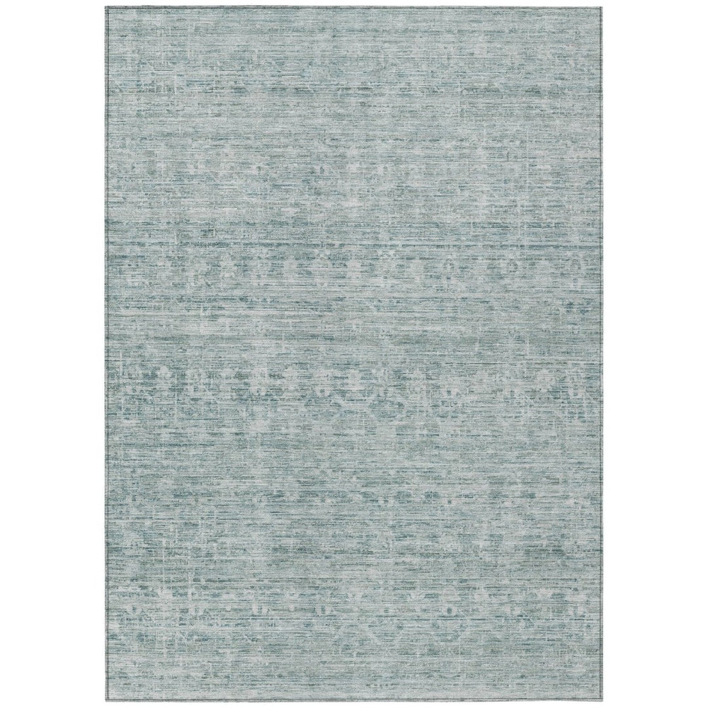 HomeRoots 10' Turquoise and Ivory Striped Area Rug – Washable, Durable Design for Indoor & Outdoor Spaces! 619672