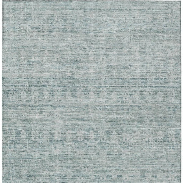 HomeRoots 10' Turquoise and Ivory Striped Area Rug – Washable, Durable Design for Indoor & Outdoor Spaces! 619672