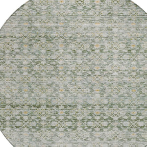 HomeRoots 8' Green and Gold Striped Washable Area Rug - Durable Indoor/Outdoor Design for High-Traffic Spaces 619681