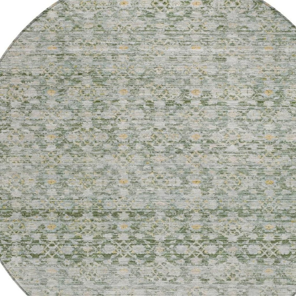 HomeRoots 8' Green and Gold Striped Washable Area Rug - Durable Indoor/Outdoor Design for High-Traffic Spaces 619681