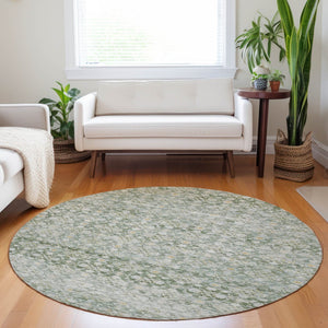 HomeRoots 8' Green and Gold Striped Washable Area Rug - Durable Indoor/Outdoor Design for High-Traffic Spaces 619681