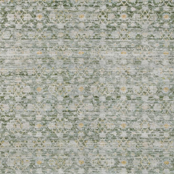 HomeRoots 8' X 10' Striped Washable Area Rug - Green & Gold for Indoor/Outdoor Use, Stain Resistant & Easy Care 619682