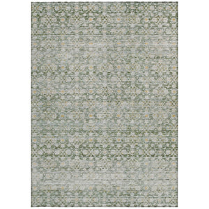 HomeRoots 9' X 12' Green and Gold Striped Washable Area Rug - Stylish, Durable, Indoor/Outdoor Versatility! 619683