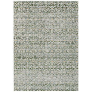 HomeRoots 9' X 12' Green and Gold Striped Washable Area Rug - Stylish, Durable, Indoor/Outdoor Versatility! 619683