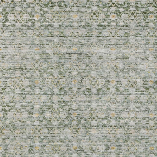 HomeRoots 9' X 12' Green and Gold Striped Washable Area Rug - Stylish, Durable, Indoor/Outdoor Versatility! 619683