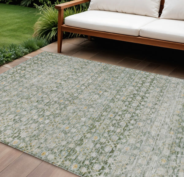 HomeRoots 10' Vibrant Green and Gold Striped Washable Area Rug for Indoor Outdoor Use - Durable, Stylish, Easy Care! 619684