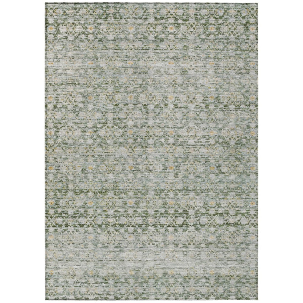 HomeRoots 10' Vibrant Green and Gold Striped Washable Area Rug for Indoor Outdoor Use - Durable, Stylish, Easy Care! 619684
