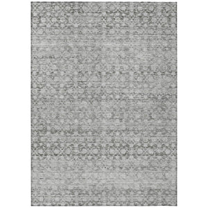HomeRoots 5' X 8' Gray and Silver Striped Washable Area Rug - Stylish Indoor/Outdoor Design, Stain Resistant, Easy Care 619686