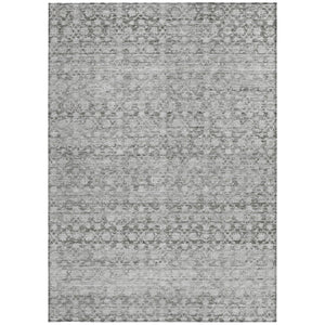 HomeRoots 5' X 8' Gray and Silver Striped Washable Area Rug - Stylish Indoor/Outdoor Design, Stain Resistant, Easy Care 619686