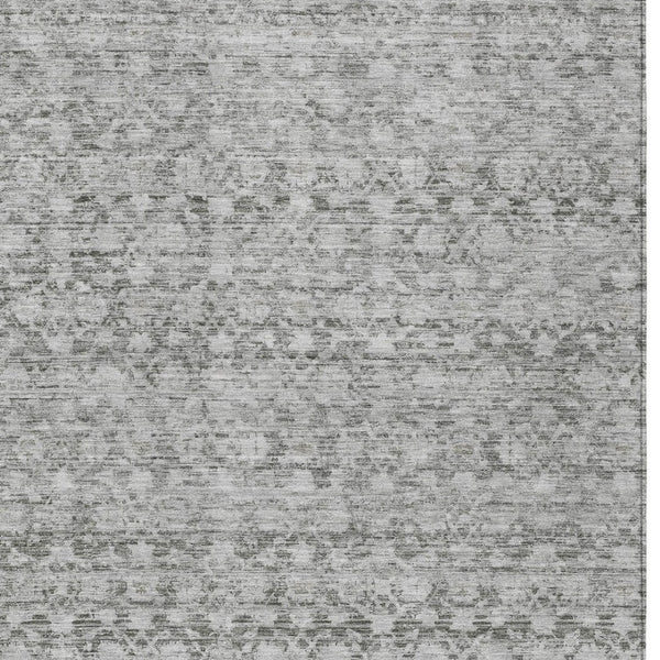HomeRoots 8' X 10' Gray and Silver Striped Indoor/Outdoor Area Rug - Durable, Washable, Stylish & Versatile 619688