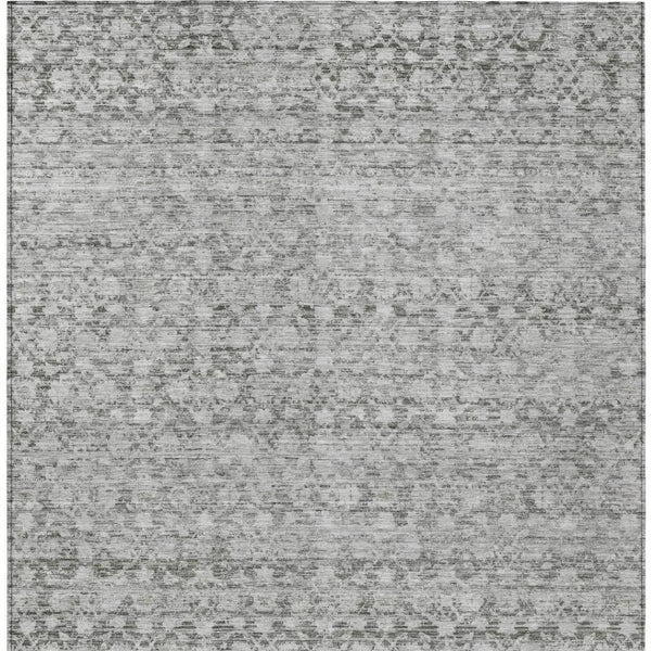 HomeRoots 8' X 10' Gray and Silver Striped Indoor/Outdoor Area Rug - Durable, Washable, Stylish & Versatile 619688