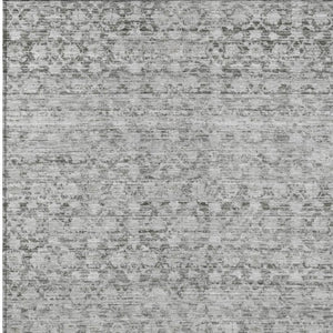 HomeRoots 9' Stylish Gray & Silver Striped Washable Area Rug - Durable, Stain-Resistant for Indoor/Outdoor Use 619689