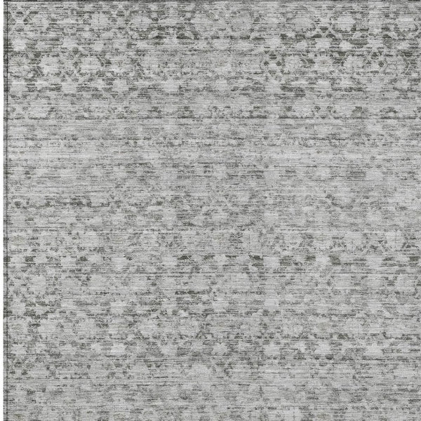 HomeRoots 9' Stylish Gray & Silver Striped Washable Area Rug - Durable, Stain-Resistant for Indoor/Outdoor Use 619689