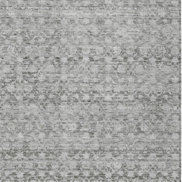 HomeRoots 10' Gray and Silver Striped Washable Area Rug - Durable, Stylish, Indoor/Outdoor Perfect for Any Space 619690