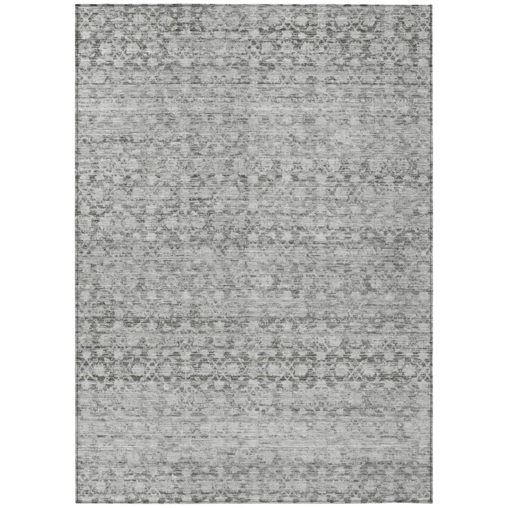 HomeRoots 10' Gray and Silver Striped Washable Area Rug - Durable, Stylish, Indoor/Outdoor Perfect for Any Space 619690