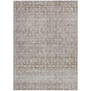 HomeRoots 5' Taupe and Beige Striped Area Rug - Stylish, Washable, Indoor/Outdoor Durable Design for All Spaces 619692