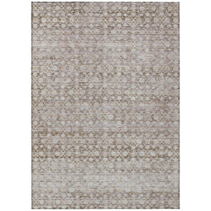 HomeRoots 5' Taupe and Beige Striped Area Rug - Stylish, Washable, Indoor/Outdoor Durable Design for All Spaces 619692