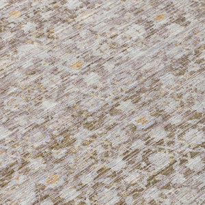 HomeRoots 8' Taupe and Beige Round Striped Area Rug – Stylish, Washable, Indoor/Outdoor, Durable & Versatile Design 619693