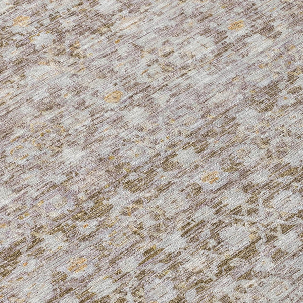 HomeRoots 8' Taupe and Beige Round Striped Area Rug – Stylish, Washable, Indoor/Outdoor, Durable & Versatile Design 619693