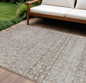 HomeRoots 8' X 10' Washable Taupe and Beige Striped Area Rug - Durable, Versatile, Perfect for Indoors & Outdoors! 619694