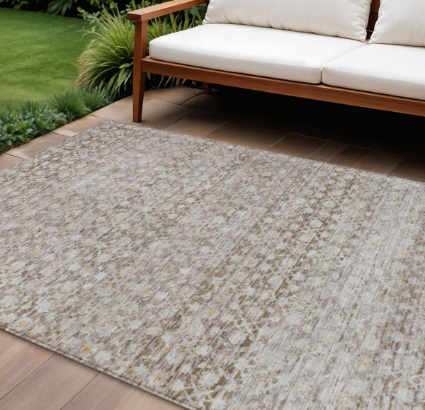 HomeRoots 8' X 10' Washable Taupe and Beige Striped Area Rug - Durable, Versatile, Perfect for Indoors & Outdoors! 619694