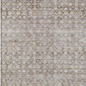 HomeRoots 10' Taupe and Beige Striped Washable Area Rug - Durable, Versatile, Indoor/Outdoor for Any Space 619696