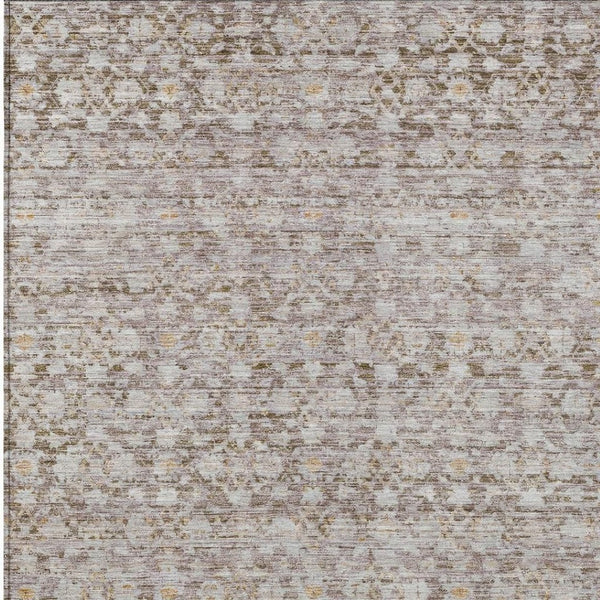 HomeRoots 10' Taupe and Beige Striped Washable Area Rug - Durable, Versatile, Indoor/Outdoor for Any Space 619696