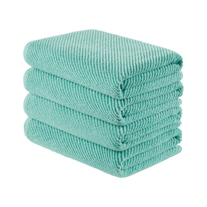 JLA Home Madison Park - 100% Cotton Diagonal Ribbed 4-Piece Bath Towels — Plush Zero-Twist 518GSM, Fast-Dry & Durable Luxury Turquoise MP73-8873