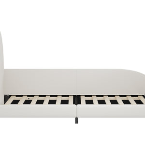 English Elm Twin Rabbit-Shape Upholstered Princess Bed with Headboard & Footboard, Sturdy Slat Platform, Durable MDF Frame White 42.91 L x 34.65 W x 6.5 H N733P198764K