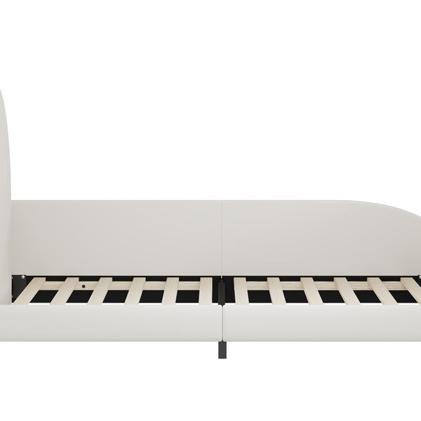 English Elm Twin Rabbit-Shape Upholstered Princess Bed with Headboard & Footboard, Sturdy Slat Platform, Durable MDF Frame White 42.91 L x 34.65 W x 6.5 H N733P198764K