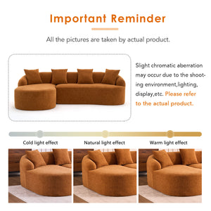 English Elm Boneless L-Shape Sectional Sofa with Curved Chaise Modern Modular Chenille Couch 30D Foam Comfort Lounge Elegance for Living Room Apartments Orange W2231S00009