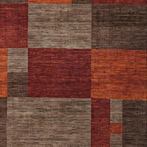 HomeRoots 5' Chocolate Taupe & Orange Geometric Washable Indoor/Outdoor Area Rug - Durable, Stylish & Versatile 619734