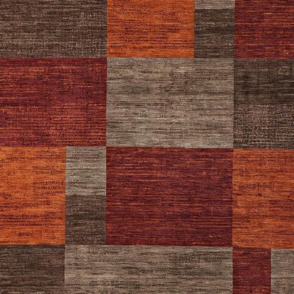 HomeRoots 8' Washable Chocolate Taupe & Orange Geometric Area Rug – Indoor/Outdoor Versatile Style & Comfort 619736