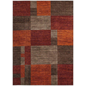 HomeRoots 9' X 12' Chocolate Taupe & Orange Geometric Washable Area Rug - Stylish, Durable for Indoor/Outdoor Use 619737