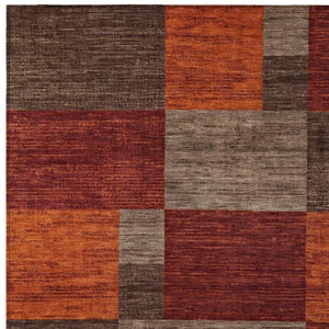 HomeRoots 9' X 12' Chocolate Taupe & Orange Geometric Washable Area Rug - Stylish, Durable for Indoor/Outdoor Use 619737