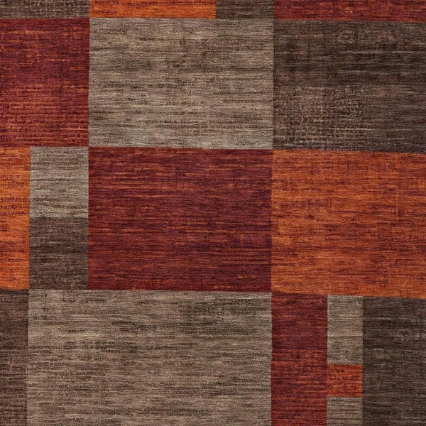 HomeRoots 10' Chocolate Taupe & Orange Geometric Washable Area Rug for Indoor & Outdoor Durability & Style 619738