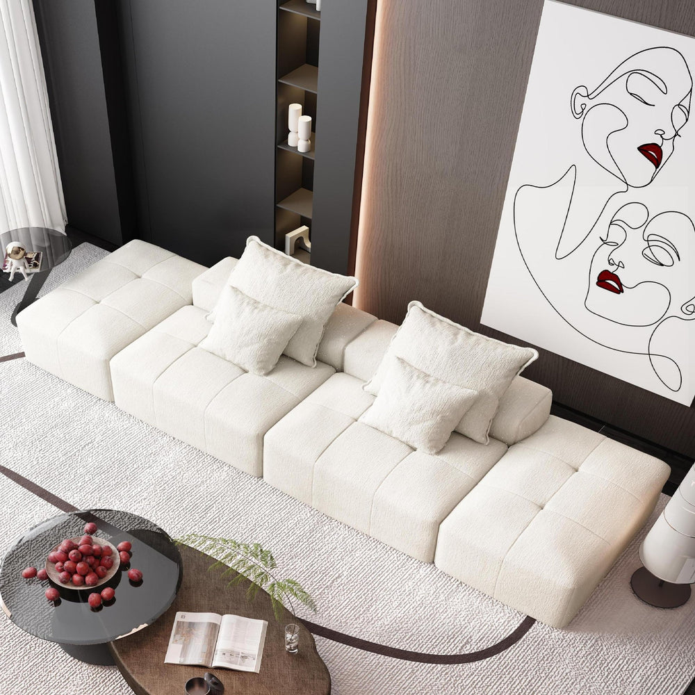 English Elm Modern Oversized Modular Sectional Sofa With Ottomans & Pillows - No Assembly, Soft Chenille Comfort W1885S00061