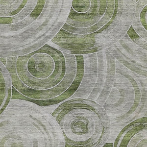 HomeRoots 9' X 12' Artichoke Green & Silver Geometric Area Rug – Stylish, Washable, Durable for Indoor/Outdoor Use 619749