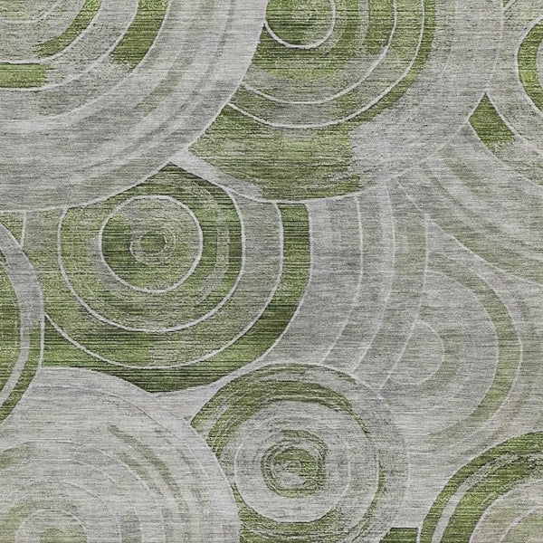 HomeRoots 9' X 12' Artichoke Green & Silver Geometric Area Rug – Stylish, Washable, Durable for Indoor/Outdoor Use 619749