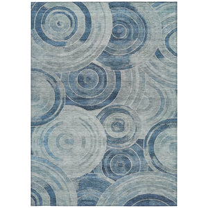 HomeRoots 5' Blue and Silver Geometric Washable Area Rug for Indoor/Outdoor Use - Durable, Stylish, Easy Care! 619758